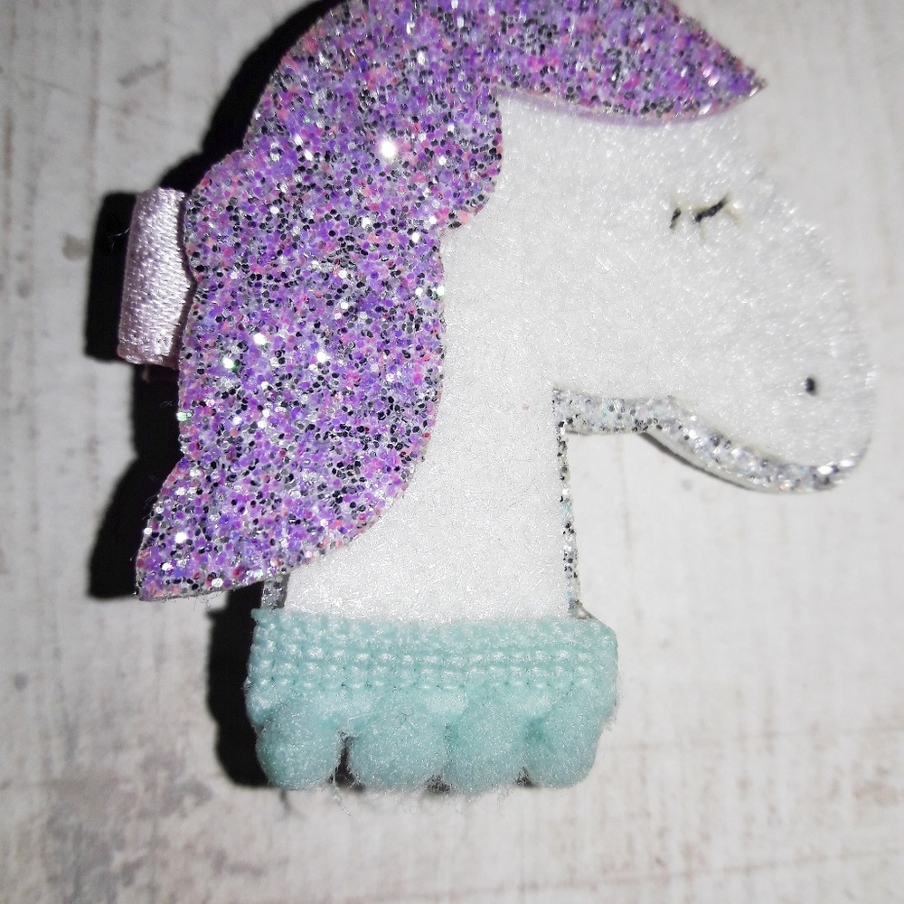 Purple Glitter Unicorn Star Barrette Hair Clip Set - Picture 5 of 8